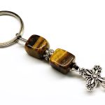 Μπρελόκ από Μάτι τίγρης και μέταλλο Αλπακά KEY 1