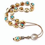 Κομπολόι από Κόκκαλο Καμήλας στολισμένο με χρωματισμένη πάστα  CB 12