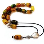 Κομπολόι από ημιπολύτιμο λίθο Αχάτη κίτρινο πράσινο STO 73