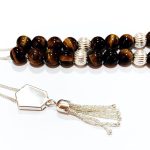 Ασημένιο κομπολόι με χάντρες από ημιπολύτιμο λίθο Μάτι τίγρης SIL 6
