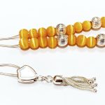 Ασημένιο κομπολόι με χάντρες από ημιπολύτιμο λίθο Μάτι γάτας κίτρινο SIL 7