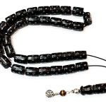 Κομπολόι 33άρι από Έβενο κεντημένο με ασήμι EBO 22