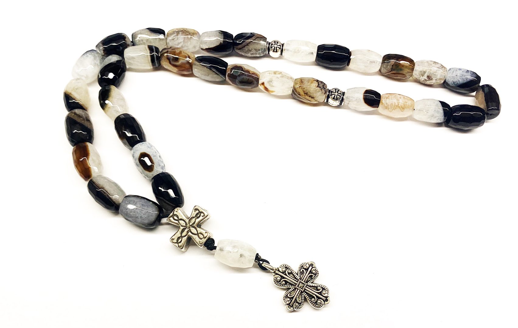 img_5206 Προσευχητάρι 33 χάντρες από Αχάτη τρίχρωμο ταγιέ CROS 10 - Image 1