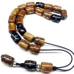 Κομπολόι από ξύλο Κούκ και Έβενο κεντημένο με ασήμι WOO 22