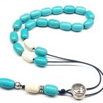 Κομπολόι από Χαολίτη τυρκουάζ και λευκό STO 84