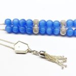 Ασημένιο κομπολόι με Μάτι γάτας μπλε SIL 14