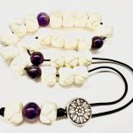 Κομπολόι από Κόκκαλο καμήλας σκαλιστό και Αμέθυστο CB 100