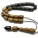 Κομπολόι από Έβενο και Κουκ κεντημένο με ασήμι EBO 31