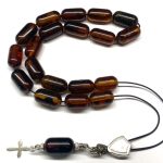 Κομπολόι από ατόφιο Κεχριμπάρι Βαλτικής σκούρο κονιάκ AMB 284