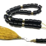 Κομπολόι 33άρι από Ρητίνη μαύρη, Χρύσα Μπρονζέ στοιχεία και Κρήτη RIT 350