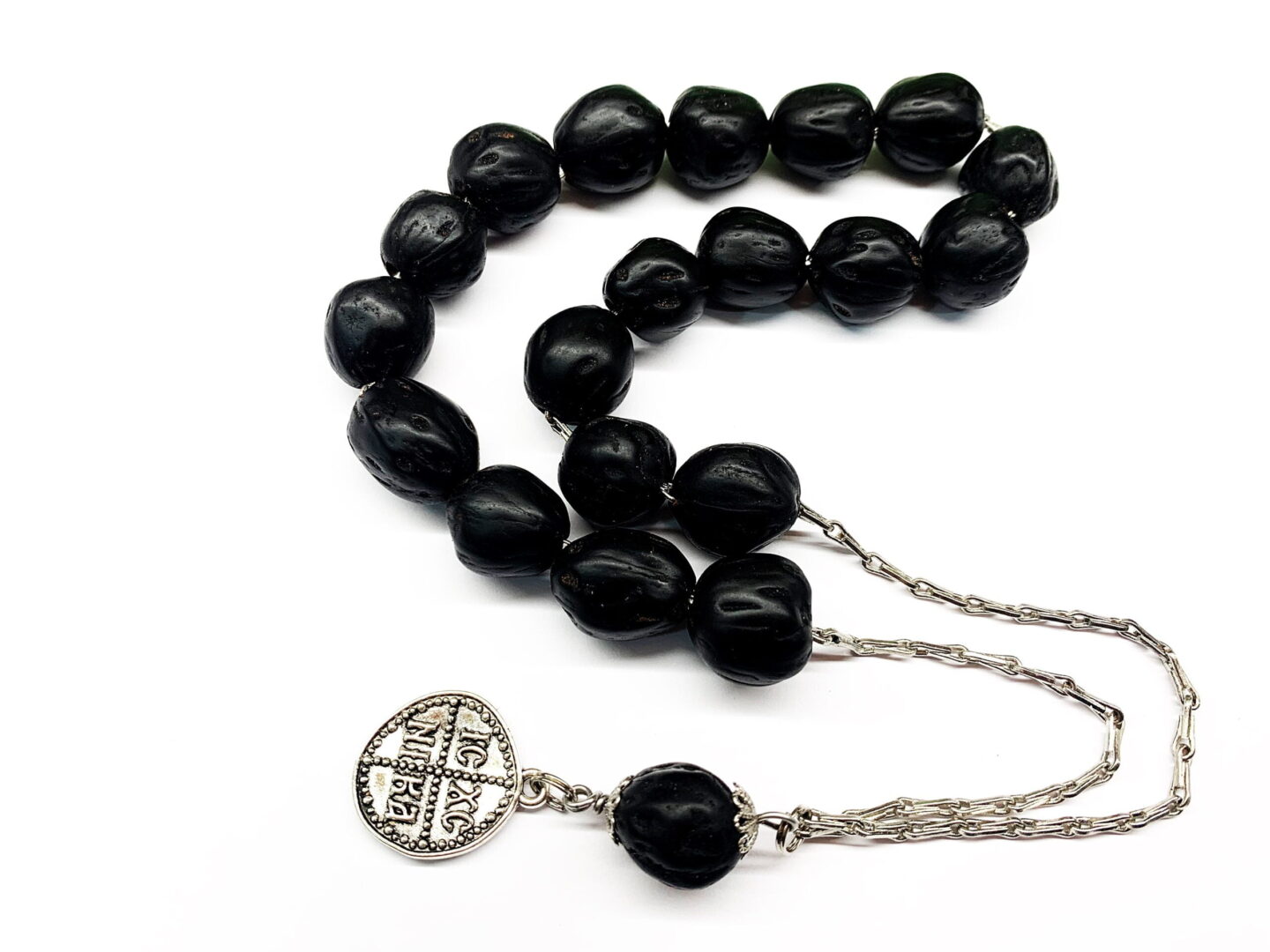 Αρωματικό κομπολόι από Μοσχοκάρυδο μαύρο με αλυσίδα