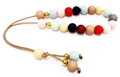 Κομπολόι μπομπονιέρας από Ρητίνη πολύχρωμη και χρυσές λεπτομέρειες