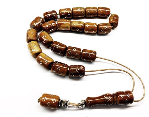 Κομπολόι από ξύλο φοινικόδεντρου Κουκ κεντημένο με ασήμι